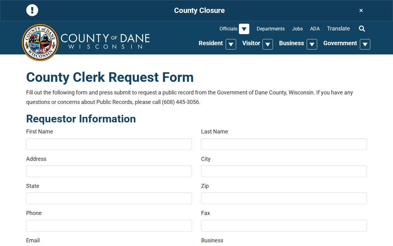Fitchburg residents directory Dane County records request